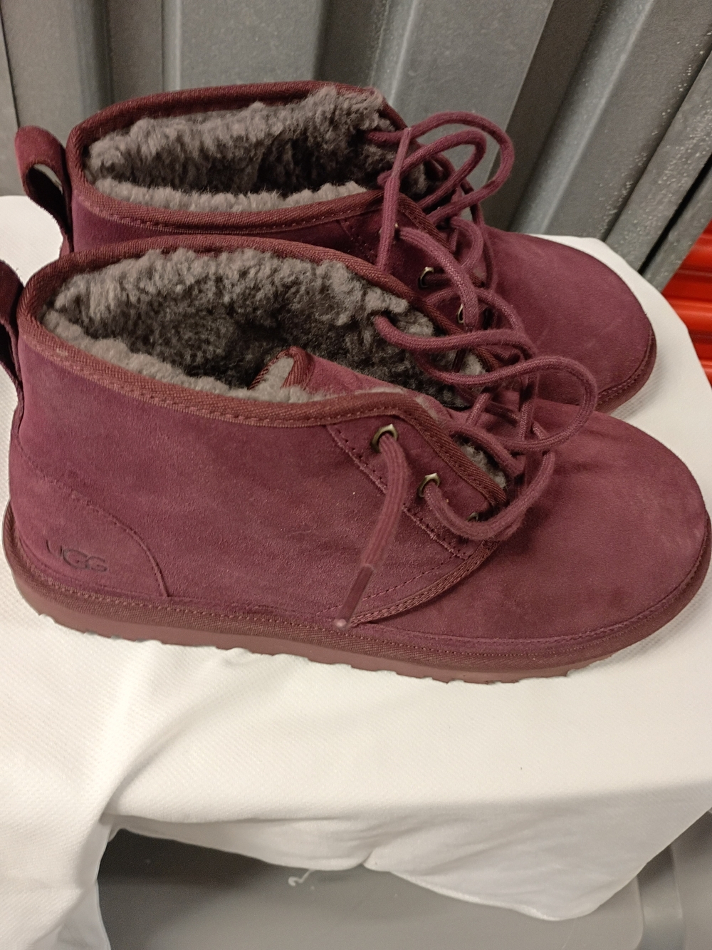 UGG Plum Suede Lace-Up Shearling Ankle Boots